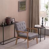 Retro Modern Wooden Single Sofa Chair (Gray Fabric / Black PU / Brown PU)