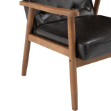 Retro Modern Wooden Single Sofa Chair (Gray Fabric / Black PU / Brown PU)