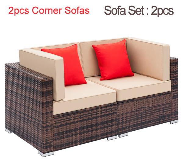 Weaving Rattan Sofa Set with 2pcs Sofas