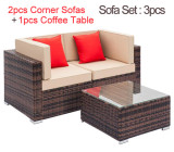 Fully Equipped Weaving Rattan Sofa Set with 2pcs ~ 6pcs Sofas & 1 pcs Coffee Table Black Embossed - Woven Rattan