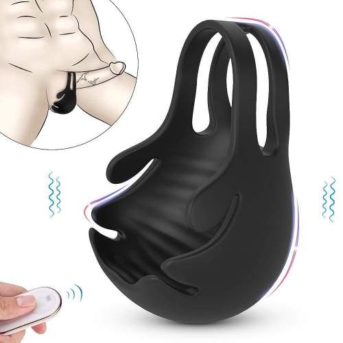 9-Speed Vibrating Penis Ring with Taint Teaser, Stimulate Penis Scrotum Testicle