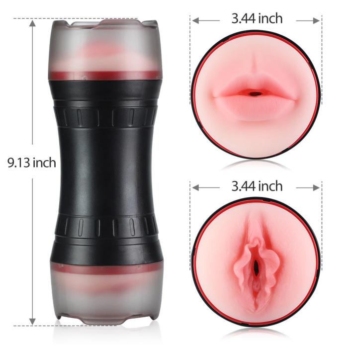 2 In 1 Realistic Textured Vagina Mouth Pocket Pussy Stroker.