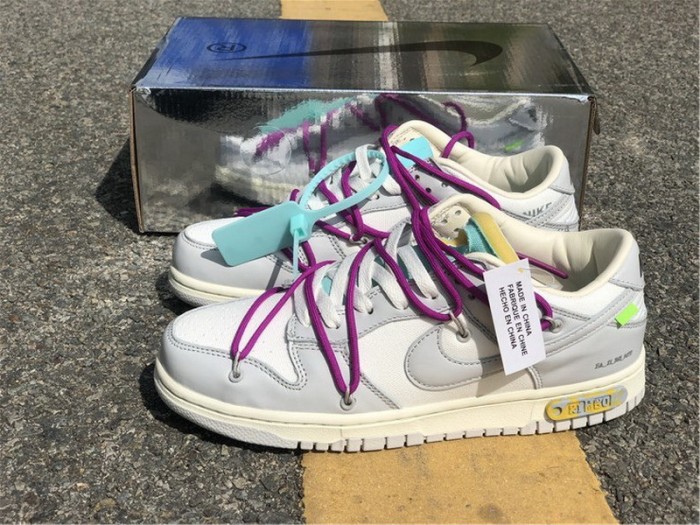 Authentic Off-White x Nike Dunk Low Beige Grey Women Shoes
