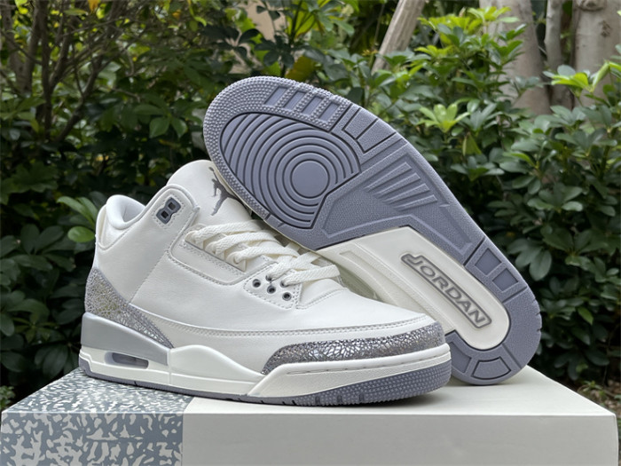 Authentic Air Jordan 3 Retro Sail Cement Grey