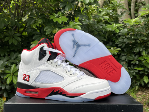 Authentic  Air Jordan 5 Fire Red “Black Tongue”   2025