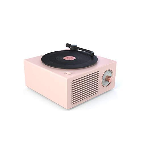 NC Vinyl Record Bluetooth Speaker, Old-Fashioned Classic Style Pink Record Player, Large Volume Portable Speaker
