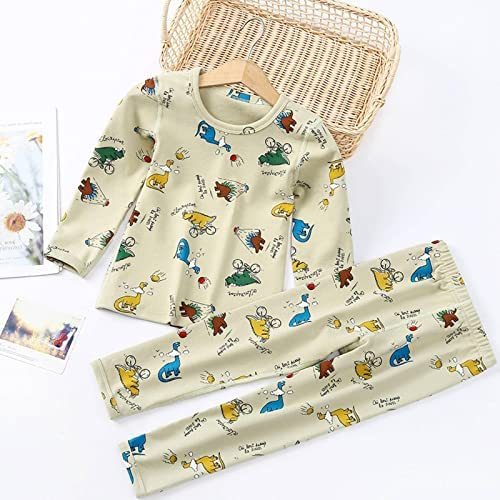Autumn and Winter Children's Autumn Clothes and Long Trousers Boneless Underwear Wool Pull Frame Home Service Suit Boy Cartoon Pajamas