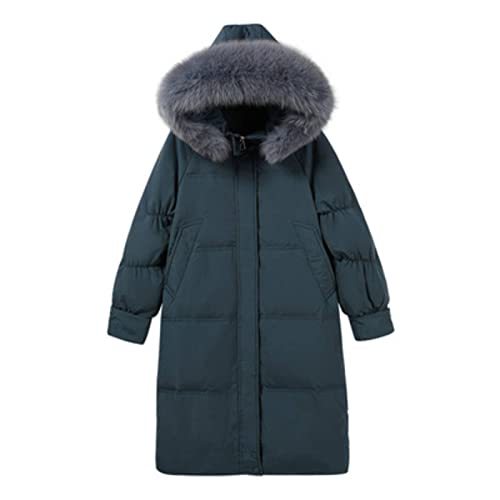 NC Large Fur Collar Puff Sleeve Down Jacket Women Long Over The Knee Loose Down Jacket