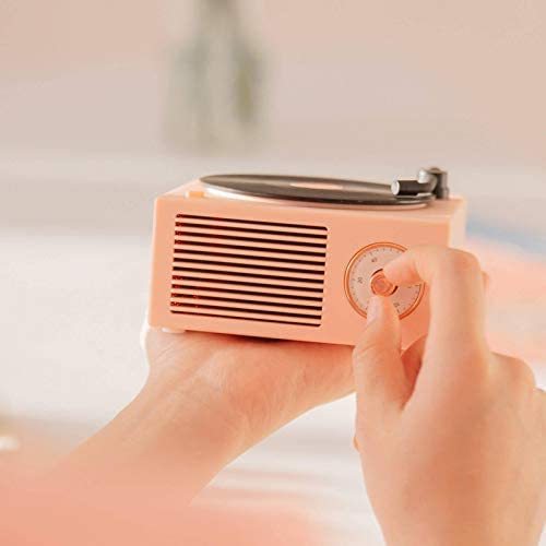 NC Vinyl Record Bluetooth Speaker, Old-Fashioned Classic Style Pink Record Player, Large Volume Portable Speaker