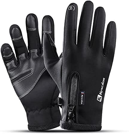 NC Men's and Women's Winter Outdoor Sports Non-Slip Windproof Waterproof Touch Screen Cycling Cycling Skiing Running Driving Thick Warm Fleece Lined Elastic Zipper Gloves