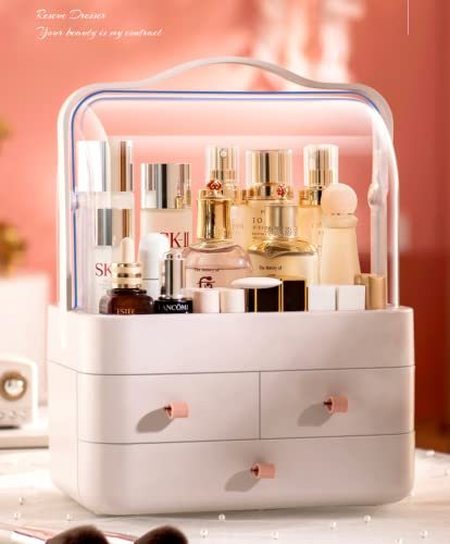 NC Dust-Proof Cosmetic Storage Box, Transparent Portable Makeup Box, Dressing Table, Skin Care Product Finishing Rack