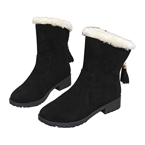 NC Ladies Snow Boots, Winter Short Warm High Top Suede Round Toe Cotton Shoes
