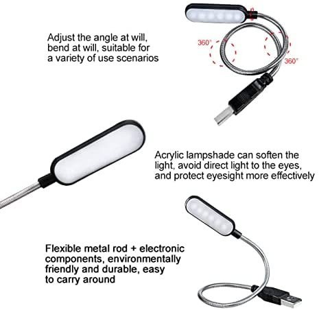 NC Portable USB LED Mini Book Light Reading Lamp Desk Lamp with 6 LED Lights, USB Light is Suitable for Mobile Power Notebook Bedroom Lights