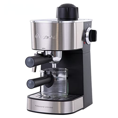 NC LEXICAL Espresso Machine 3.5 Bar 4 Cups Espresso Machine Cappuccino Latte Coffee Machine with Steam Milk Frother and Pot, Home Office Coffee Machine