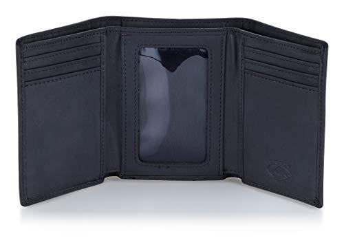 Stealth Mode Trifold Leather Wallet for Men with RFID Blocking