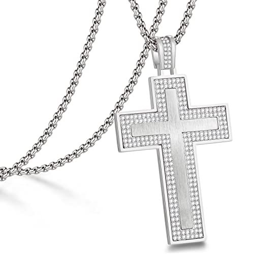 Cross Pendant Necklaces for Men Stainless Steel Jewelry Gifts for Men Women Birthday Anniversary Valentine’s Day Gifts for Women Girls Husband Boyfriend Son Unisex