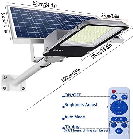 2500W Solar Street Lights，LED Solar Powered Street Light Outdoor Dusk to Dawn Light with Remote Control, Wireless, Waterproof Solar Flood Light for Parking Lot, Yard, Garage and Garden