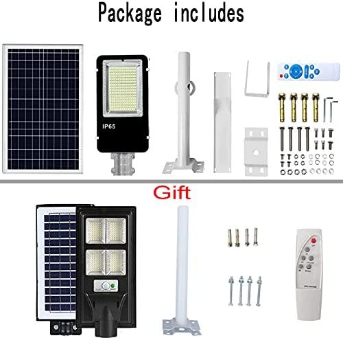 2500W Solar Street Lights，LED Solar Powered Street Light Outdoor Dusk to Dawn Light with Remote Control, Wireless, Waterproof Solar Flood Light for Parking Lot, Yard, Garage and Garden