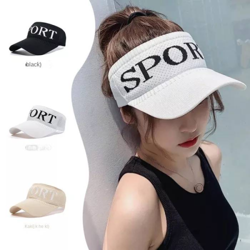 Ladies alphabet knitted shade female baseball cap, outdoor sports sun protection parent-child empty top cap, sun protection topless beach cap
