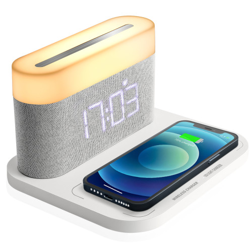 Multifunctional three-in-one magnetic wireless charging LED time screen 15W fast charging touch dimming night light
