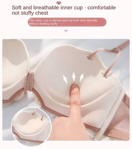 Bras for small breasts and flat breasts, no rims in summer, women's gathered breasts to prevent sagging, a set of underwear and panties