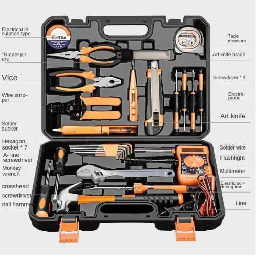 Household ratchet wrench set, multifunctional full set of Allen hardware tools, multifunctional maintenance electrical tools, toolbox household full set of 100 pieces household toolbox set wrench screwdriver pliers hammer tool combination