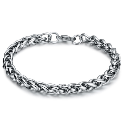 Stainless Steel Flower Basket Chain, Steel Color Men's Fashion Titanium Steel Thick Bracelet, Stainless Steel Twist Bracelet