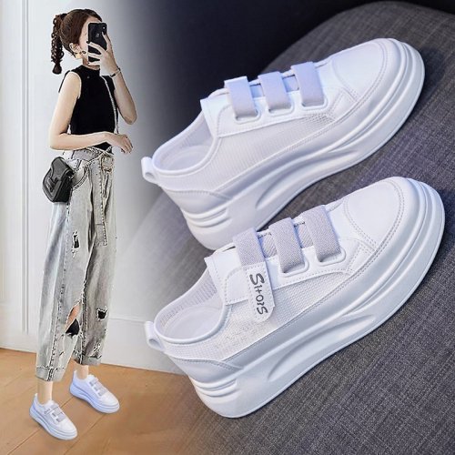 Spring and Autumn Velcro small white shoes women's shoes new comfortable thick bottom Hong Kong style spring sports small white shoes