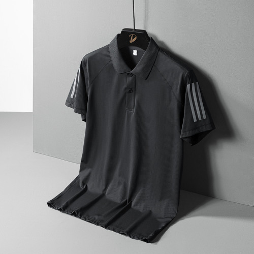 2022 new ice silk POLO shirt, men's lapel short-sleeved T-shirt, casual short-sleeved T-shirt, men's sweatshirt