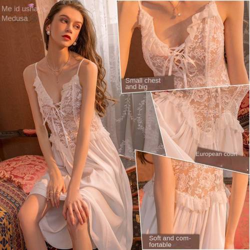 Ladies Elizabeth Lace Satin Fashion Homewear, Can Wear Pure Lust Sling Pajamas, Sexy Light Luxury Nightdress