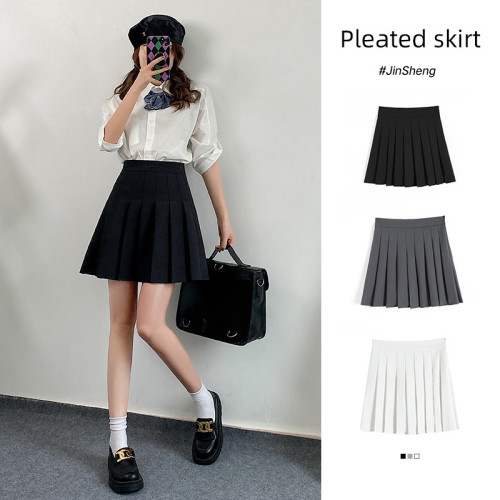 Ladies Jinsheng Grey Pleated Skirt, Skirt Short Skirt, A-Line Tennis Skirt, Casual Mini Skating Skirt