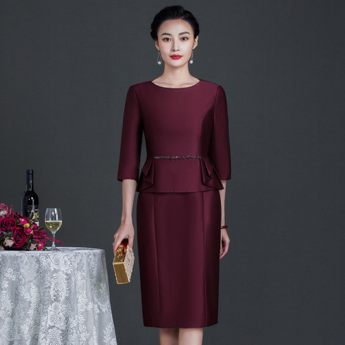 New ladies off dress noble temperament wedding wedding dress mother-in-law dress, middle-aged and elderly plus size dress fashion dress