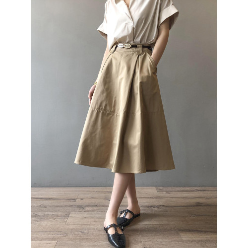 New French Loose Large Swing Long Dress Princess Dress Solid Color Skirt, Casual Dress