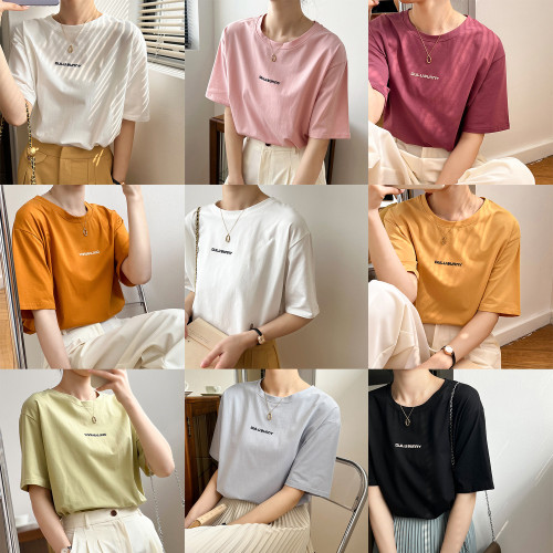 2022 spring new loose bottoming tops short-sleeved T-shirts, women's casual sports T-shirts