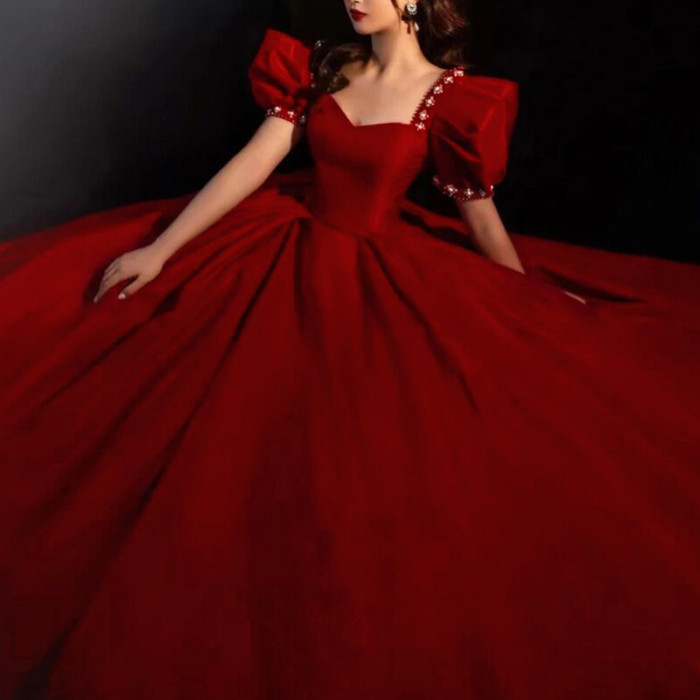 2022 red wedding dress petite at large princess high-end new evening dress for women
