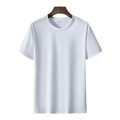 New ice silk men's short-sleeved T-shirt, solid color loose and refreshing breathable outdoor casual wear sports short-sleeved T-shirt