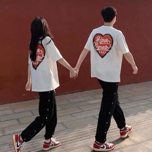 100% Cotton Printed Versatile T-Shirts, Loose Couple Short Sleeves, Fashion Casual Couple T-Shirts, Sports T-Shirts