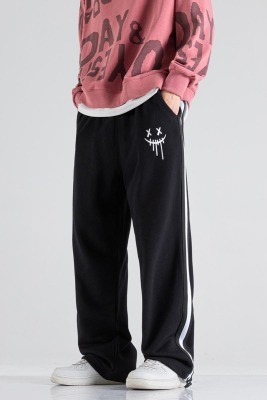 Trendy high quality cotton sweatpants for men, fashionable little devil print casual sweatpants