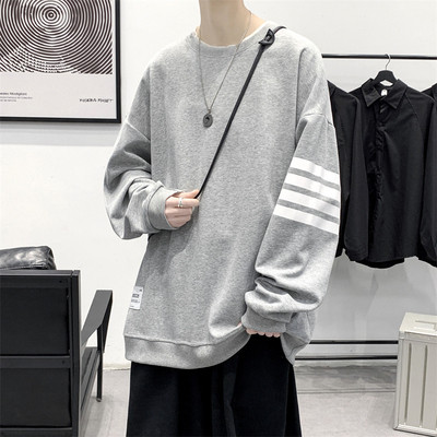 Casual Men's Hoodless Sweater Trendy Loose Sweater, Fashion Versatile Round Neck Casual Sweater