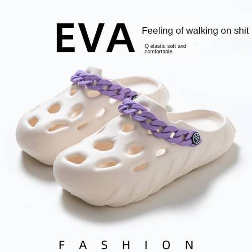 EVA stepping on shit feeling sandals and slippers, casual hole shoes for couples with high-quality thick bottom and non-slip exterior