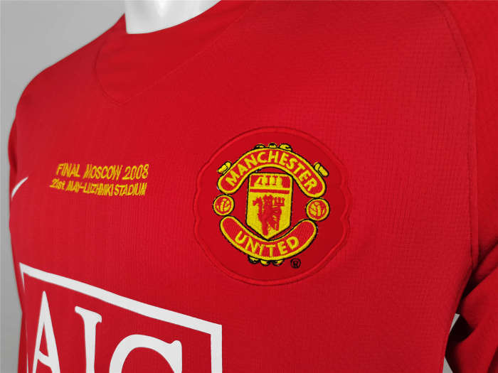 Manchester United Home Long Sleeve Retro Jersey 07/08