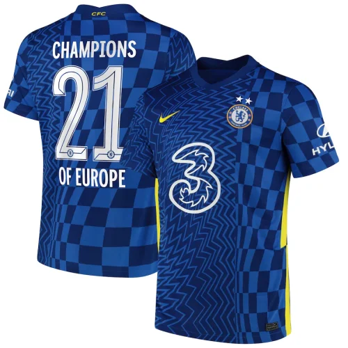 Chelsea Cup Home Jersey 21/22 with Champions of Europe 21 printing