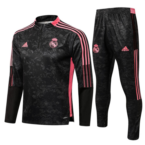 Real Madrid Training Jersey Suit 21/22 Black (Red edge)