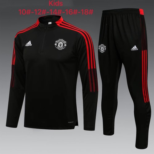Manchester United Kids Training Suit 21/22 Black Red Edge