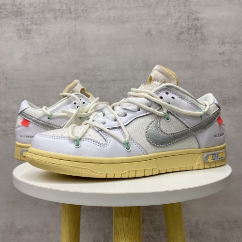 Off White x Dunk Low Gray White Silver The 50 White Laces