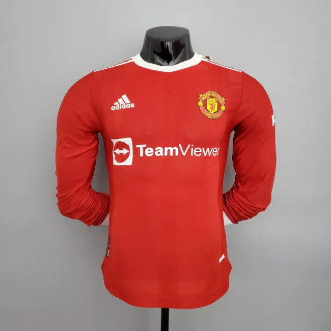 Manchester United Home Player Long Sleeve Jersey 21/22