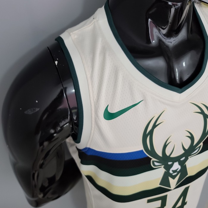 Giannis Antetokounmpo Milwaukee Bucks Swingman Jersey Off White