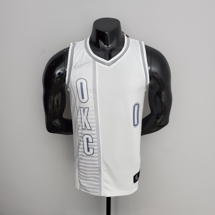 Russell Westbrook Oklahoma City Thunder 75th Anniversary 2022 City Edition Swingman Jersey White