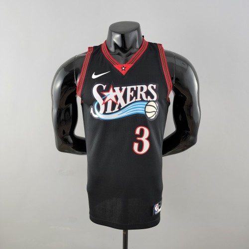 Allen Iverson Philadelphia 76ers Swingman Big Meteor Black Retro Jersey