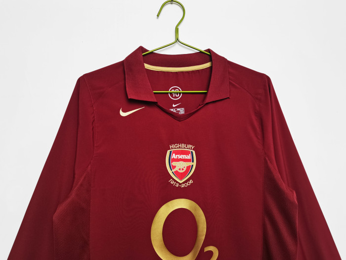 Arsenal Home Long Sleeve Retro Jersey 2005/06